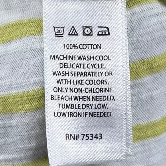 Sigrid Olsen Lime Green White Striped Cotton Tank Top Size XL - Picture 6 of 6